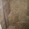 Porcelain shower tile with tiled shower seat